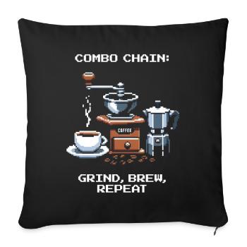 Chaîne combinée : moudre, infuser, répéter | Café - Housse de coussin décorative 45 x 45 cm - noir - Devant