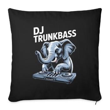 DJ Trunkbass Elephant au Mixer Rave Vibes - Housse de coussin décorative 45 x 45 cm - noir - Devant