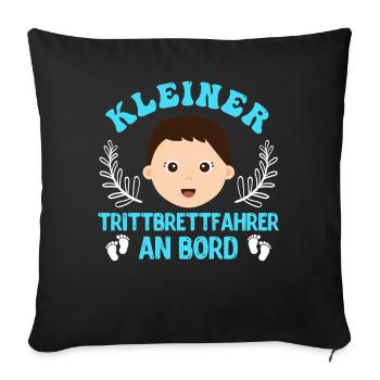 Expectant mother LITTLE FREEBOARD RIDER ON BOARD - Sofa pillowcase 17,3'' x 17,3'' (45 x 45 cm) - black - Front