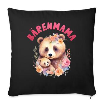 Future maman BEAR MAMA Drôle - Housse de coussin décorative 45 x 45 cm - noir - Devant