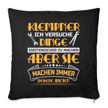 Heating Engineer Heating Construction Plumber Plumber - Sofa pillowcase 17,3'' x 17,3'' (45 x 45 cm) - black - Front