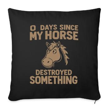 0 Days Since My Horse Destroyed Something Fun - Sofakissenbezug 45 x 45 cm - Schwarz - Vorne