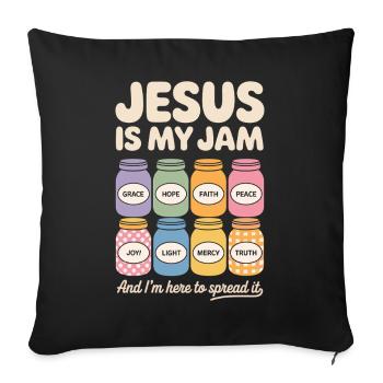 Jésus est ma confiture : foi, espoir, paix, - Housse de coussin décorative 45 x 45 cm - noir - Devant