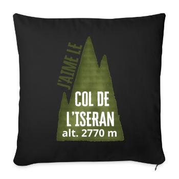 COL DE L’ISERAN ALT 2770 Meter - Sofakissenbezug 45 x 45 cm - Schwarz - Vorne