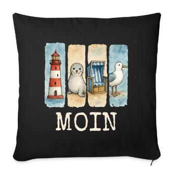 Moin lighthouse seal beach chair seagull coast - Sofa pillowcase 17,3'' x 17,3'' (45 x 45 cm) - black - Front