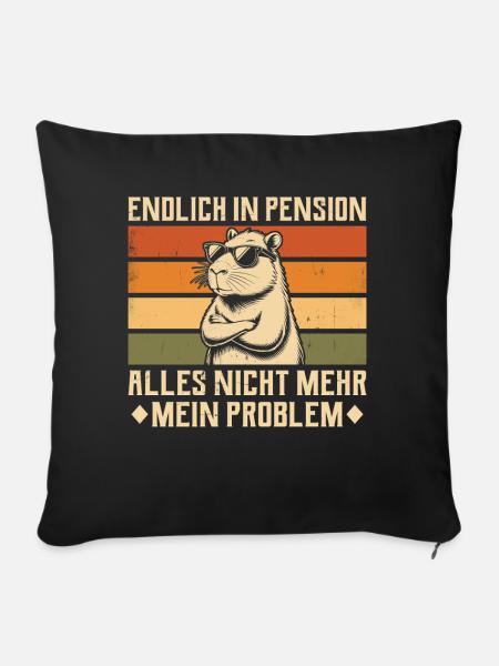 Endlich in Pension - Vintage Capybara - Pensionär - Sofakissenbezug 45 x 45 cm - Schwarz