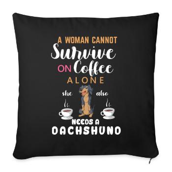 Une femme a besoin de lire un teckel - Housse de coussin décorative 45 x 45 cm - noir - Devant