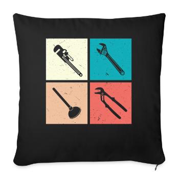 Heating Engineer Heating Construction Plumber Plumber - Sofa pillowcase 17,3'' x 17,3'' (45 x 45 cm) - black - Front