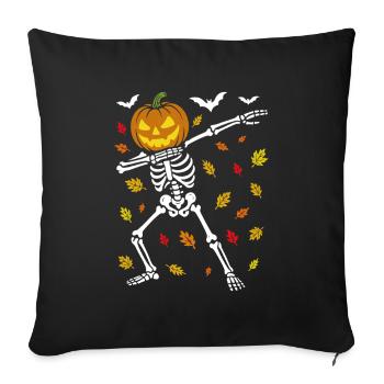 Squelette de danse d'Halloween - Dabbing Autumn - Housse de coussin décorative 45 x 45 cm - noir - Devant