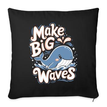 Conservation des océans : faites de grandes vagues ! – Une jolie baleine - Housse de coussin décorative 45 x 45 cm - noir - Devant
