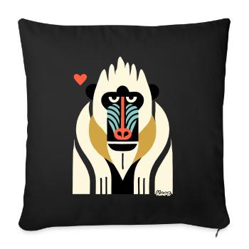 Bold Tribal Mandrill Monkey Illustration - Sofa pillowcase 17,3'' x 17,3'' (45 x 45 cm) - black - Front