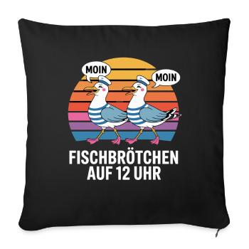 Moin Moin Seagulls Maritim Fish Rolls at 12 o'clock - Sofa pillowcase 17,3'' x 17,3'' (45 x 45 cm) - black - Front