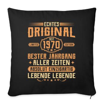 Véritable original depuis 1970 - 55e anniversaire - Housse de coussin décorative 45 x 45 cm - noir - Devant