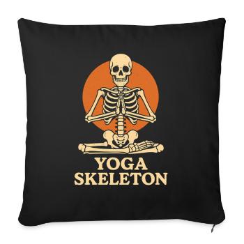Yoga squelette méditation design - Housse de coussin décorative 45 x 45 cm - noir - Devant