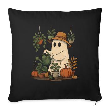 Autumn plant care with a friendly spirit - Sofa pillowcase 17,3'' x 17,3'' (45 x 45 cm) - black - Front