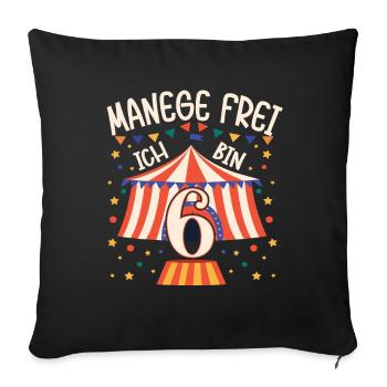 Motif d'anniversaire Circus Manege pour garçons de 6 ans - Housse de coussin décorative 45 x 45 cm - noir - Devant