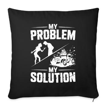 Passionné de courses de boue Mon problème Mon pictogramme Papa - Housse de coussin décorative 45 x 45 cm - noir - Devant
