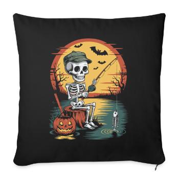 Skelet of an angler at full moon - Sofa pillowcase 17,3'' x 17,3'' (45 x 45 cm) - black - Front
