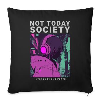 Pas aujourd’hui Société Streetwear style Phonk motif - Housse de coussin décorative 45 x 45 cm - noir - Devant