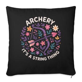 Tir à l'arc Une question d'archer de corde d'arc - Housse de coussin décorative 45 x 45 cm - noir - Devant