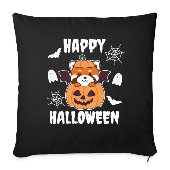 Red Panda Happy Halloween Pumpkin Bat - Sofa pillowcase 17,3'' x 17,3'' (45 x 45 cm) - black - Front