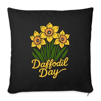 Journée de la jonquille - Étiquette de sensibilisation au cancer - Housse de coussin décorative 45 x 45 cm - noir - Devant