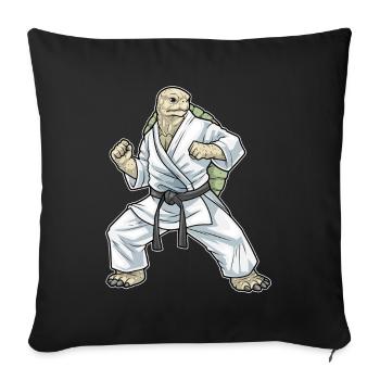 Tortue Karaté Arts Martiaux - Housse de coussin décorative 45 x 45 cm - noir - Devant