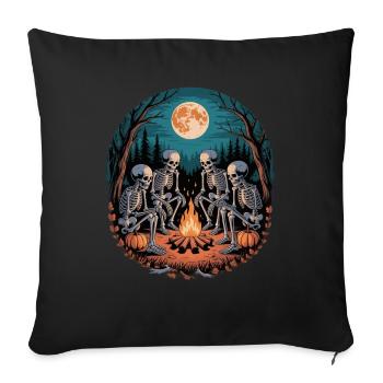 Skeleton Camper Hiker Bonfire Halloween Camping - Sofa pillowcase 17,3'' x 17,3'' (45 x 45 cm) - black - Front
