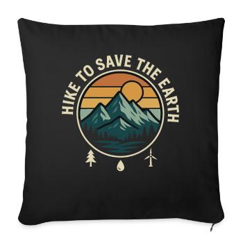 Randonnée pour sauver la Terre Paysage - Housse de coussin décorative 45 x 45 cm - noir - Devant