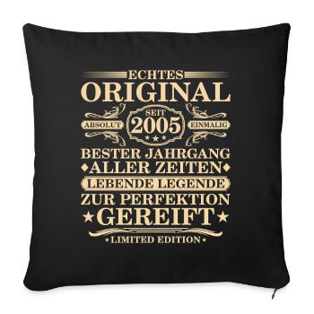 Original depuis 2005 Millésime - 20ème anniversaire - Housse de coussin décorative 45 x 45 cm - noir - Devant