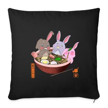 Kawaii Rabbits Eating Ramen - Sofa pillowcase 17,3'' x 17,3'' (45 x 45 cm) - black - Front