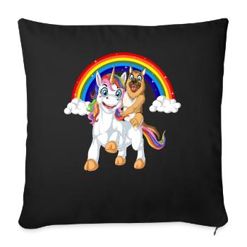 German Shepherd On Unicorn - Sofa pillowcase 17,3'' x 17,3'' (45 x 45 cm) - black - Front