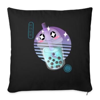Kawaii Bubble Tee Illustration - Sofakissenbezug 45 x 45 cm - Schwarz - Vorne