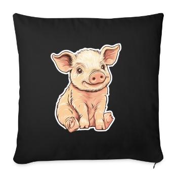 Porc Porcelet - Housse de coussin décorative 45 x 45 cm - noir - Devant