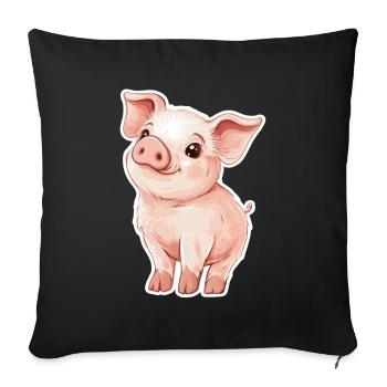 Pig Piglet - Sofa pillowcase 17,3'' x 17,3'' (45 x 45 cm) - black - Front