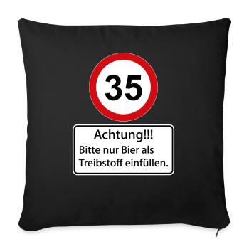 35 Attention : ne remplissez que de la bière comme carburant - Housse de coussin décorative 45 x 45 cm - noir - Devant