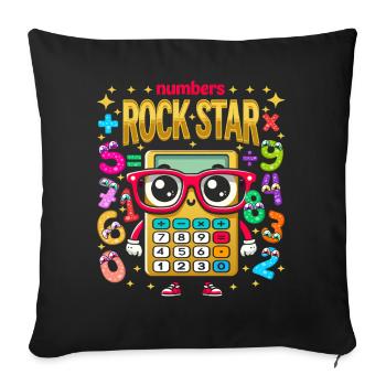 Calculatrice Rock Star pour enfants, motif jour et numéro - Housse de coussin décorative 45 x 45 cm - noir - Devant