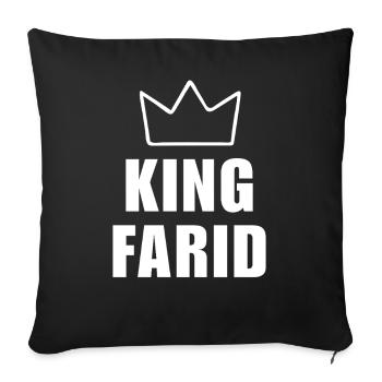 Farid Name mit Buchstabe F - King Crown Hemd - Sofakissenbezug 45 x 45 cm - Schwarz - Vorne