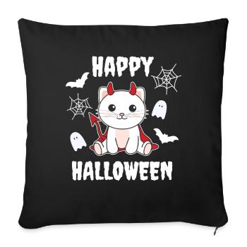 Cat Happy Halloween Devil Costume - Sofa pillowcase 17,3'' x 17,3'' (45 x 45 cm) - black - Front