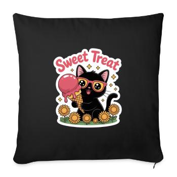 Sweet Treat Schwarze Katze Mit Eis Sommer - Sofa pillowcase 17,3'' x 17,3'' (45 x 45 cm) - black - Front