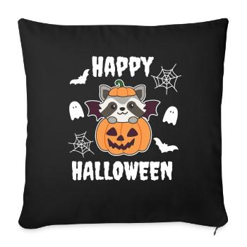 Raccoon Happy Halloween Pumpkin Bat Costume - Sofa pillowcase 17,3'' x 17,3'' (45 x 45 cm) - black - Front