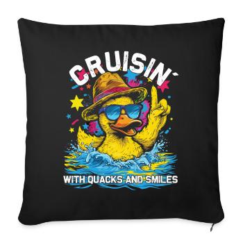 L’équipage d’un canard en caoutchouc profite d’une croisière - Housse de coussin décorative 45 x 45 cm - noir - Devant