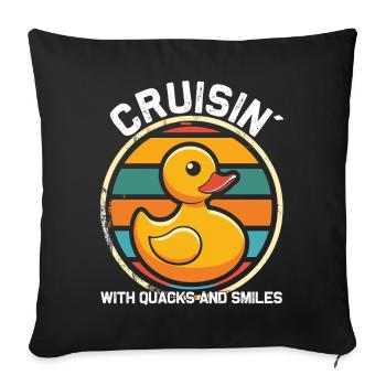 L’équipage d’un canard en caoutchouc profite d’une croisière - Housse de coussin décorative 45 x 45 cm - noir - Devant