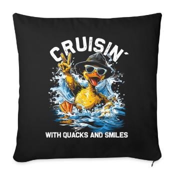 Rubber duck crew enjoys cruise - Sofa pillowcase 17,3'' x 17,3'' (45 x 45 cm) - black - Front