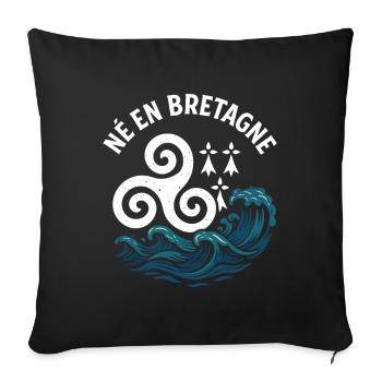 Born in Brittany Triskel Breton identity - Sofa pillowcase 17,3'' x 17,3'' (45 x 45 cm) - black - Front
