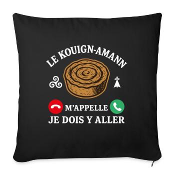 Bretagne Kouign-Amann – Humour & Breton Pride - Sofa pillowcase 17,3'' x 17,3'' (45 x 45 cm) - black - Front