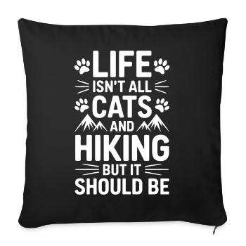 Hiking Saying Cats Mountains Hiking Gift - Sofa pillowcase 17,3'' x 17,3'' (45 x 45 cm) - black - Front