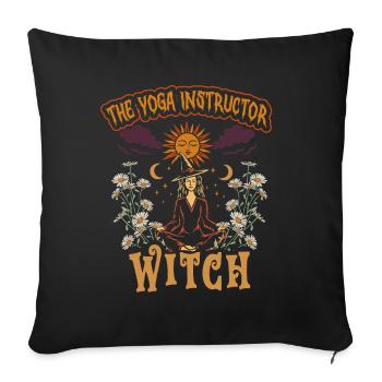 Professeur de yoga La sorcière instructrice de yoga Halloween - Housse de coussin décorative 45 x 45 cm - noir - Devant