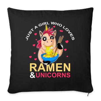 Ramen and Unicorns Girl love - Sofa pillowcase 17,3'' x 17,3'' (45 x 45 cm) - black - Front