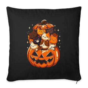 Chats mignons dans une citrouille d'Halloween - Housse de coussin décorative 45 x 45 cm - noir - Devant